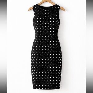 Elegant Black Polka Dot Dress Size 6